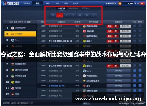 夺冠之路:全面解析比赛级别赛事中的战术布局与心理博弈 夺冠之路:全面解析比赛级别赛事中的战术布局与心理博弈